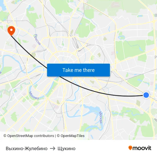 Выхино-Жулебино to Щукино map