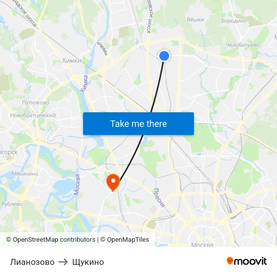 Лианозово to Щукино map