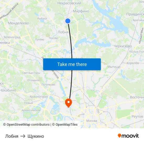Лобня to Щукино map