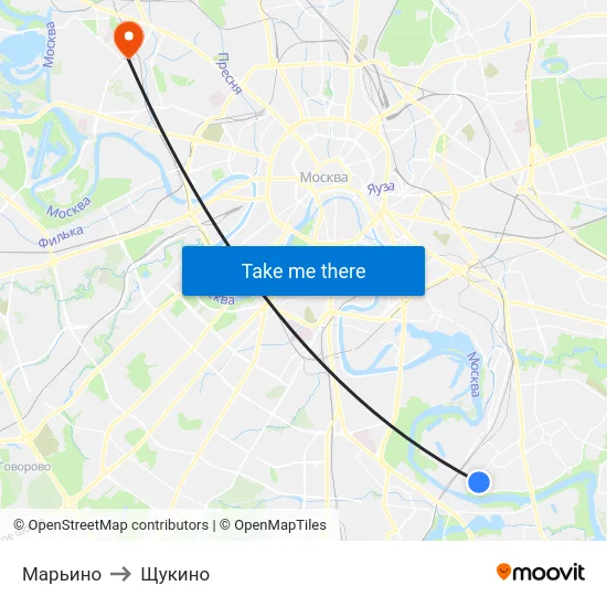 Марьино to Щукино map