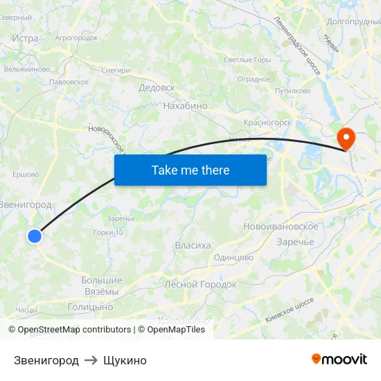 Звенигород to Щукино map