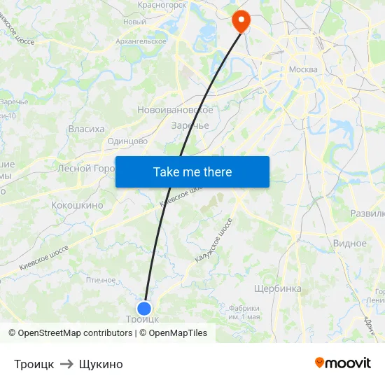 Троицк to Щукино map