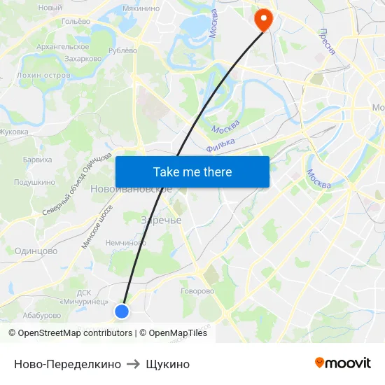 Ново-Переделкино to Щукино map