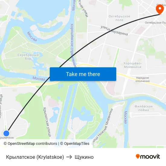 Крылатское (Krylatskoe) to Щукино map