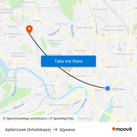 Арбатская (Arbatskaya) to Щукино map