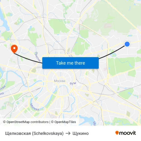 Щелковская (Schelkovskaya) to Щукино map