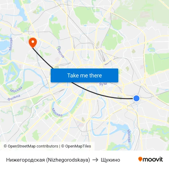 Нижегородская (Nizhegorodskaya) to Щукино map