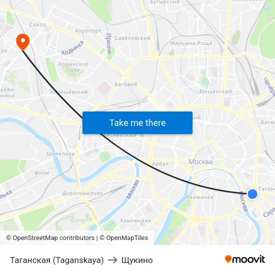 Таганская (Taganskaya) to Щукино map