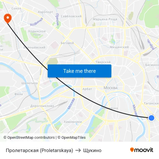 Пролетарская (Proletarskaya) to Щукино map
