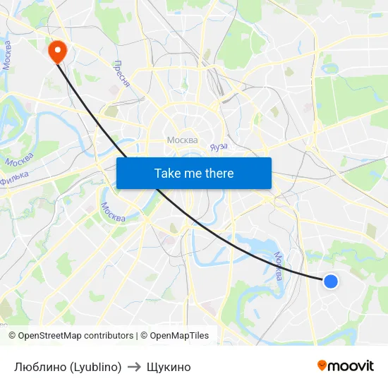 Люблино (Lyublino) to Щукино map