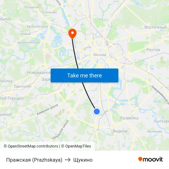Пражская (Prazhskaya) to Щукино map