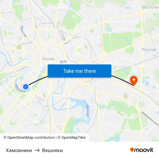 Хамовники to Вешняки map