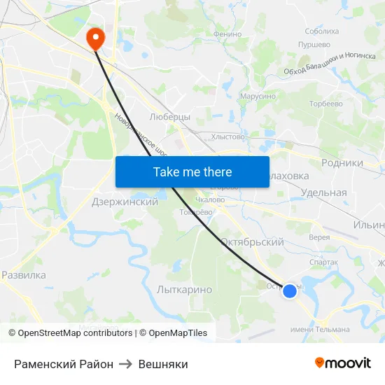 Раменский Район to Вешняки map