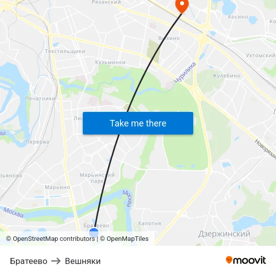 Братеево to Вешняки map