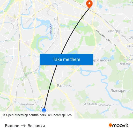 Видное to Вешняки map