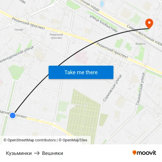 Кузьминки to Вешняки map