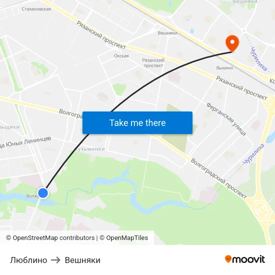 Люблино to Вешняки map