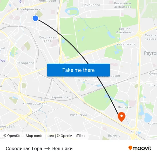Соколиная Гора to Вешняки map
