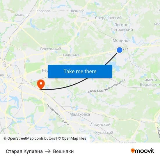 Старая Купавна to Вешняки map