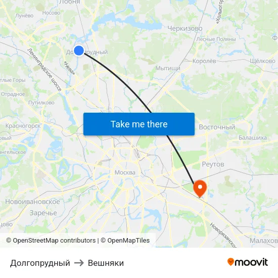 Долгопрудный to Вешняки map