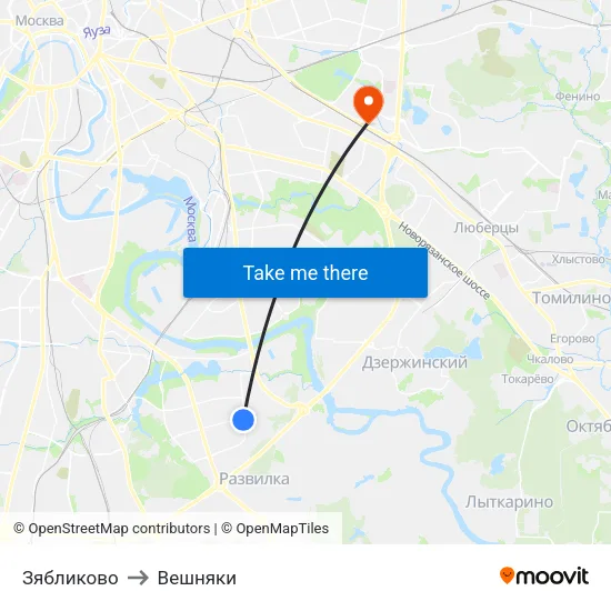 Зябликово to Вешняки map