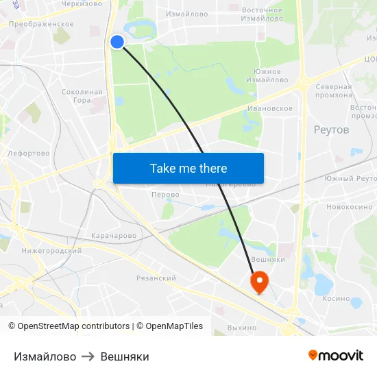 Измайлово to Вешняки map