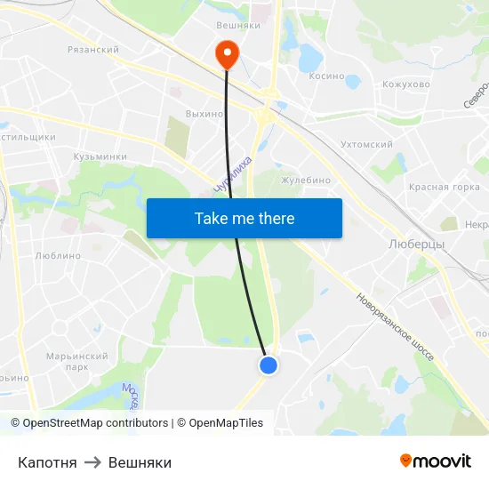Капотня to Вешняки map