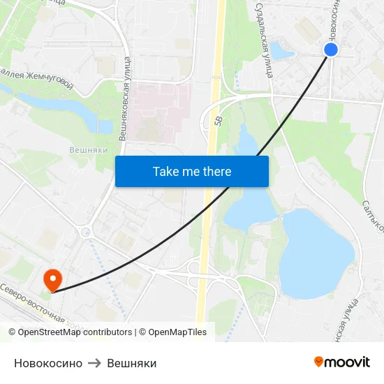 Новокосино to Вешняки map