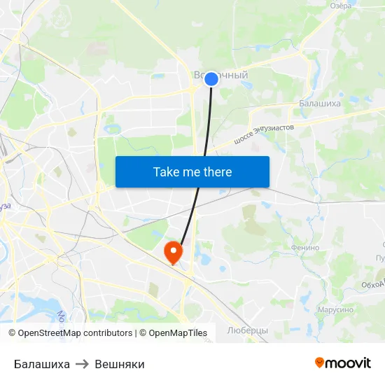 Балашиха to Вешняки map