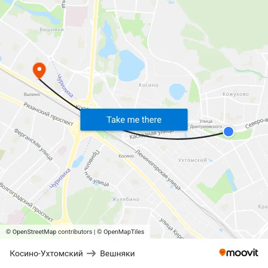 Косино-Ухтомский to Вешняки map