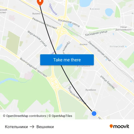 Котельники to Вешняки map