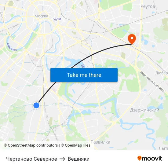 Чертаново Северное to Вешняки map