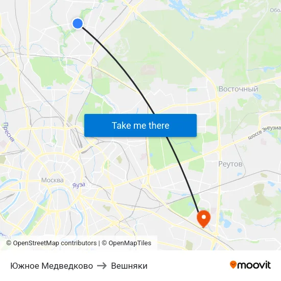 Южное Медведково to Вешняки map