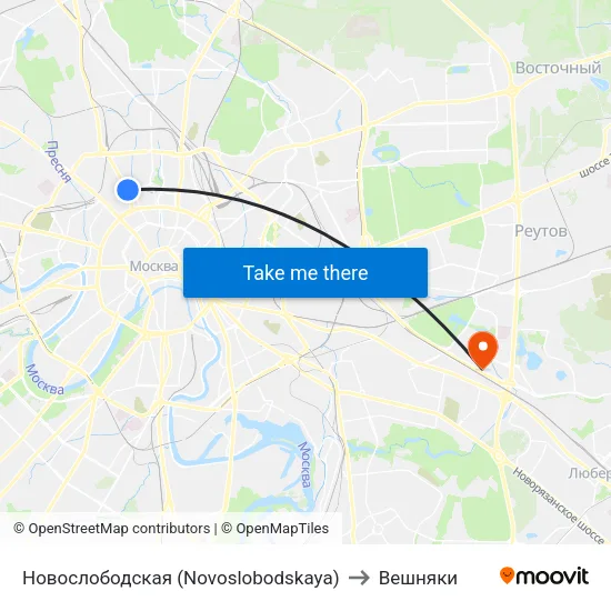 Новослободская (Novoslobodskaya) to Вешняки map