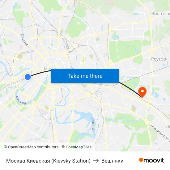 Москва Киевская (Kievsky Station) to Вешняки map