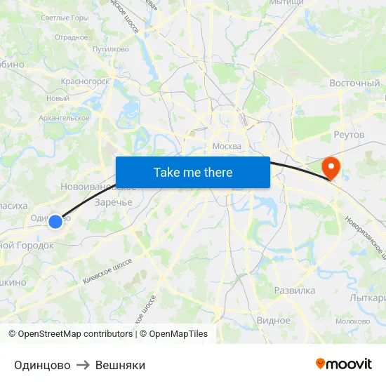 Одинцово to Вешняки map