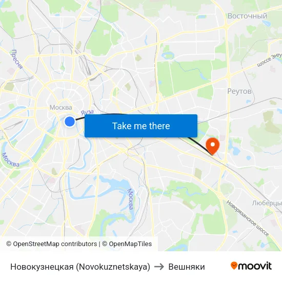 Новокузнецкая (Novokuznetskaya) to Вешняки map