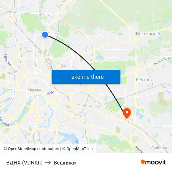 ВДНХ (VDNKh) to Вешняки map