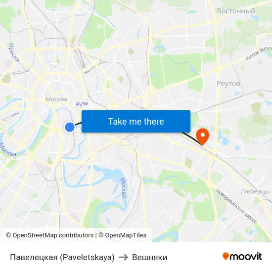 Павелецкая (Paveletskaya) to Вешняки map