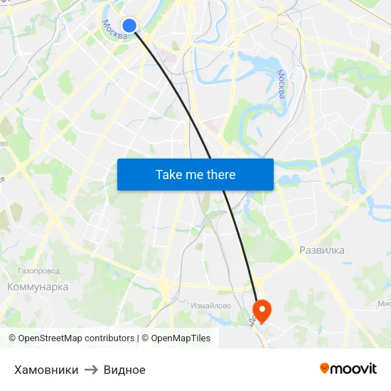 Хамовники to Видное map