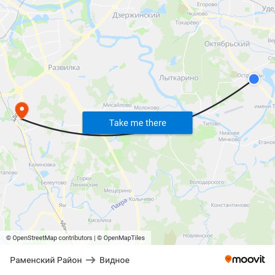 Раменский Район to Видное map