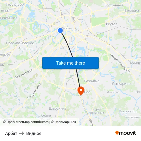 Арбат to Видное map