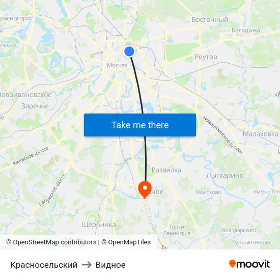 Красносельский to Видное map