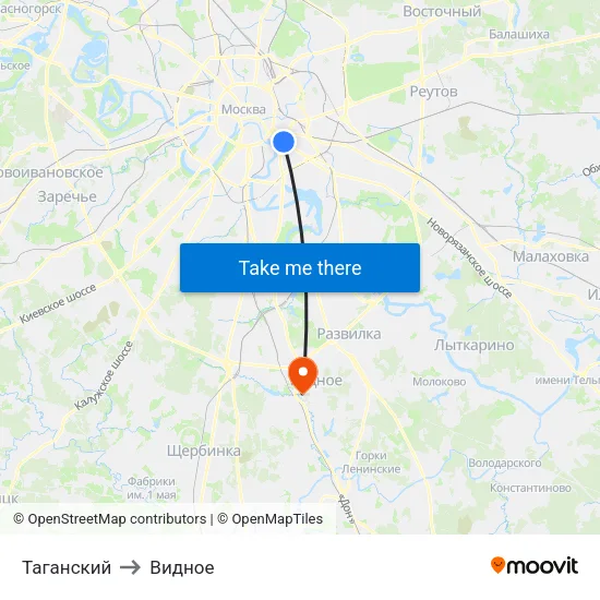 Таганский to Видное map