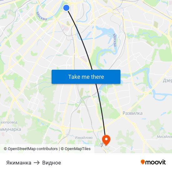 Якиманка to Видное map