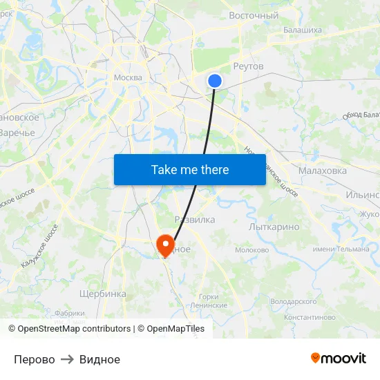 Перово to Видное map