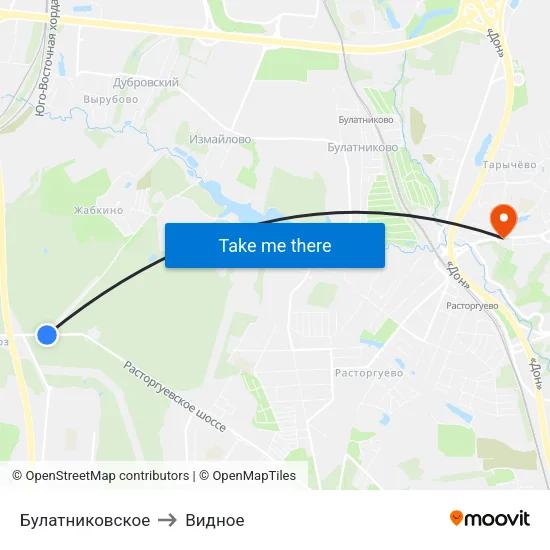 Булатниковское to Видное map