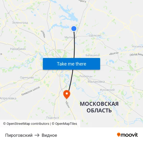 Пироговский to Видное map