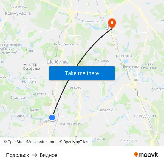 Подольск to Видное map