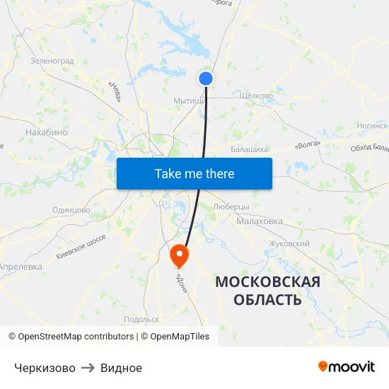 Черкизово to Видное map